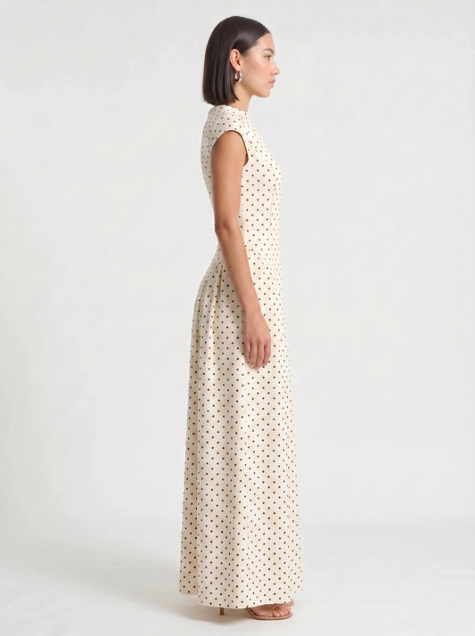 Dotara Midi Dress – Polka Dot White Black Vintage Retro Summer Wedding Guest Women