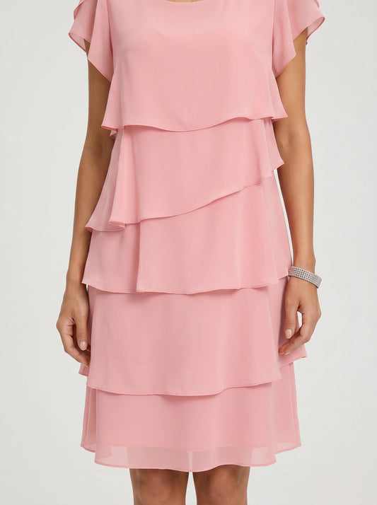 Tiersona Tiered Chiffon Midi Dress – Cocktail Dresses Women Formal Wedding Guest Party Summer Midi Dress
