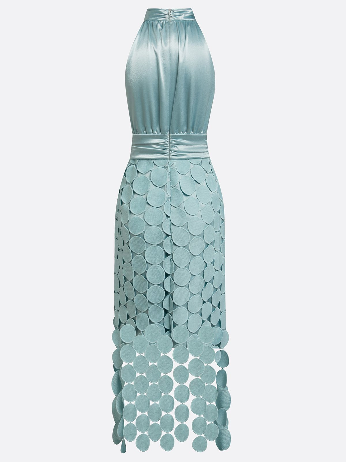 Robe midi en satin à col licou Squamella - Robe texturée à motif écailles pour femme, pour cocktails, fêtes et soirées formelles