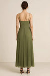 Plissara Corset Dress – Sage Green Pleated Midi Women Evening Party Semi Formal Cocktail Gown