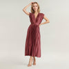 Plissara Pleated Maxi Dress – Women V-Neck Elegant Semi Formal Wedding Guest Party Cocktail Outfit