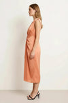 Lumara Draped Gown – Satin Plunge Neck Ruched Maxi Dress Women Formal Evening Cocktail Party Sleeveless