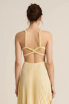 Solene Pleated Maxi Dress – Yellow V-Neck Sleeveless Women Summer Wedding Guest Semi Formal Elegant