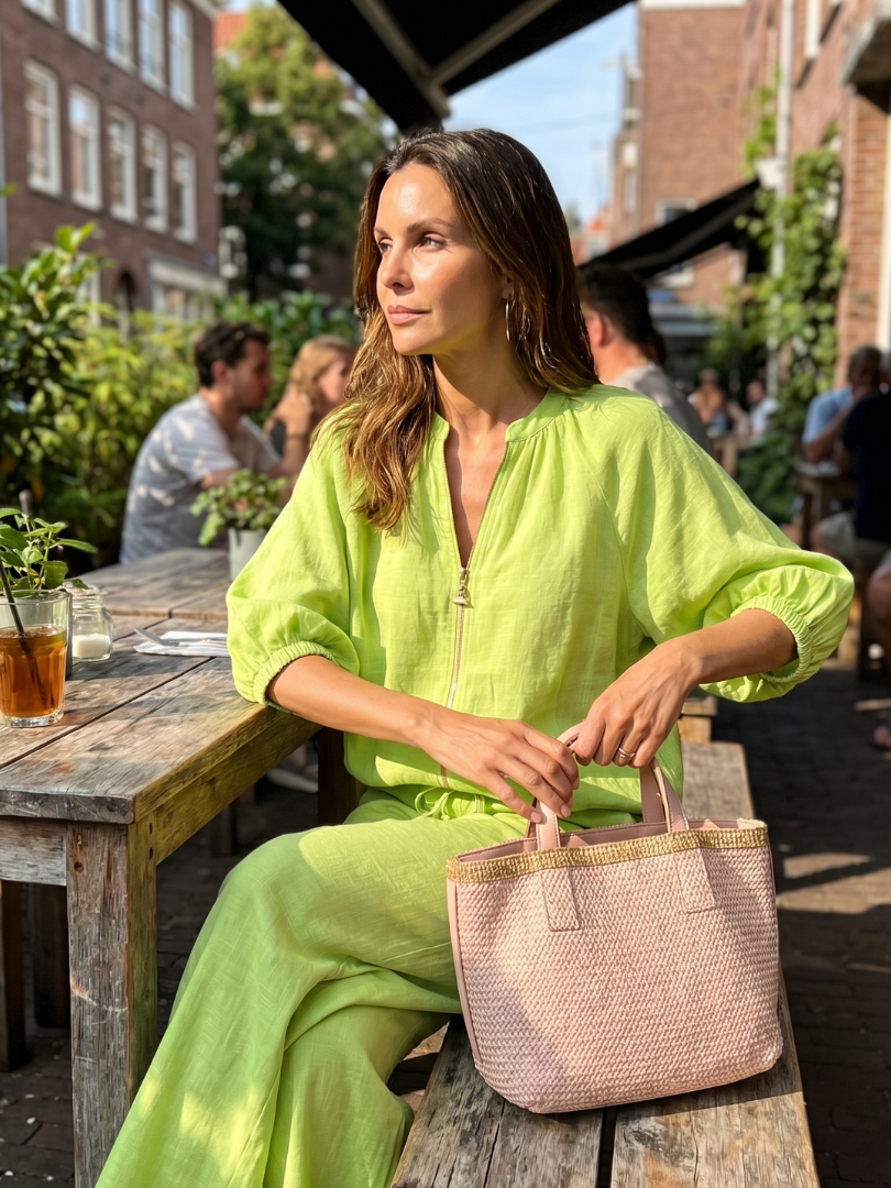 Cielebri Puff Sleeve Zip Top Wide Leg Pants Set – Two Piece Sets Women Loungewear Casual Summer Lounge Sets
