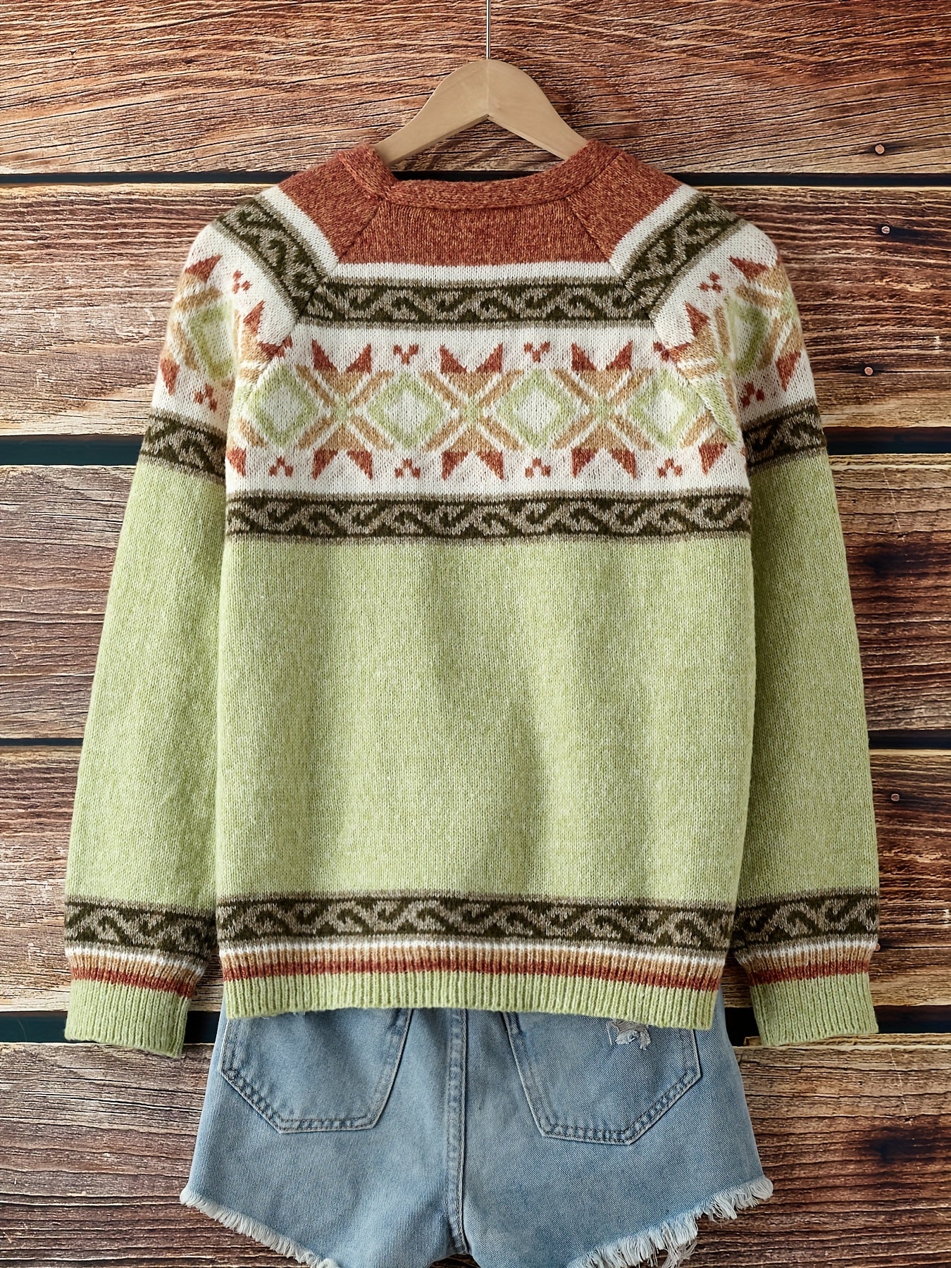 Blorvio Fair Isle Button Cardigan – Crochet Cardigan Sweater Women Fall Vintage Cropped Knit Cardigan