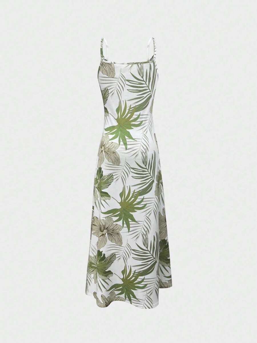 Palmeva Tropical Print Midi Dress – Summer Sundress Women Vacation Beach Resort Strappy Midi Dress