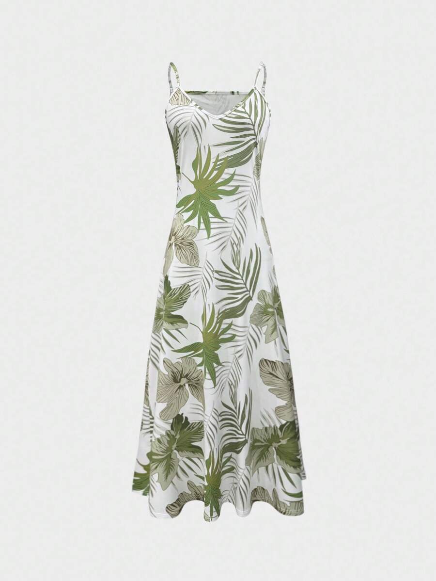 Palmeva Tropical Print Midi Dress – Summer Sundress Women Vacation Beach Resort Strappy Midi Dress
