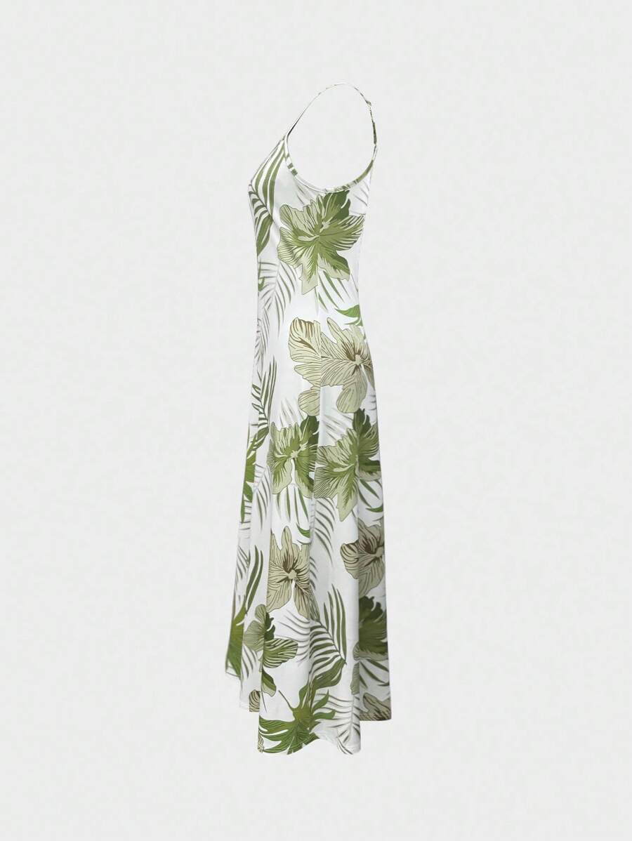 Palmeva Tropical Print Midi Dress – Summer Sundress Women Vacation Beach Resort Strappy Midi Dress