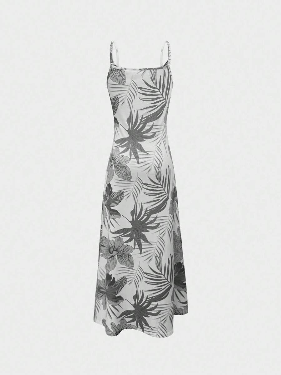 Palmeva Tropical Print Midi Dress – Summer Sundress Women Vacation Beach Resort Strappy Midi Dress