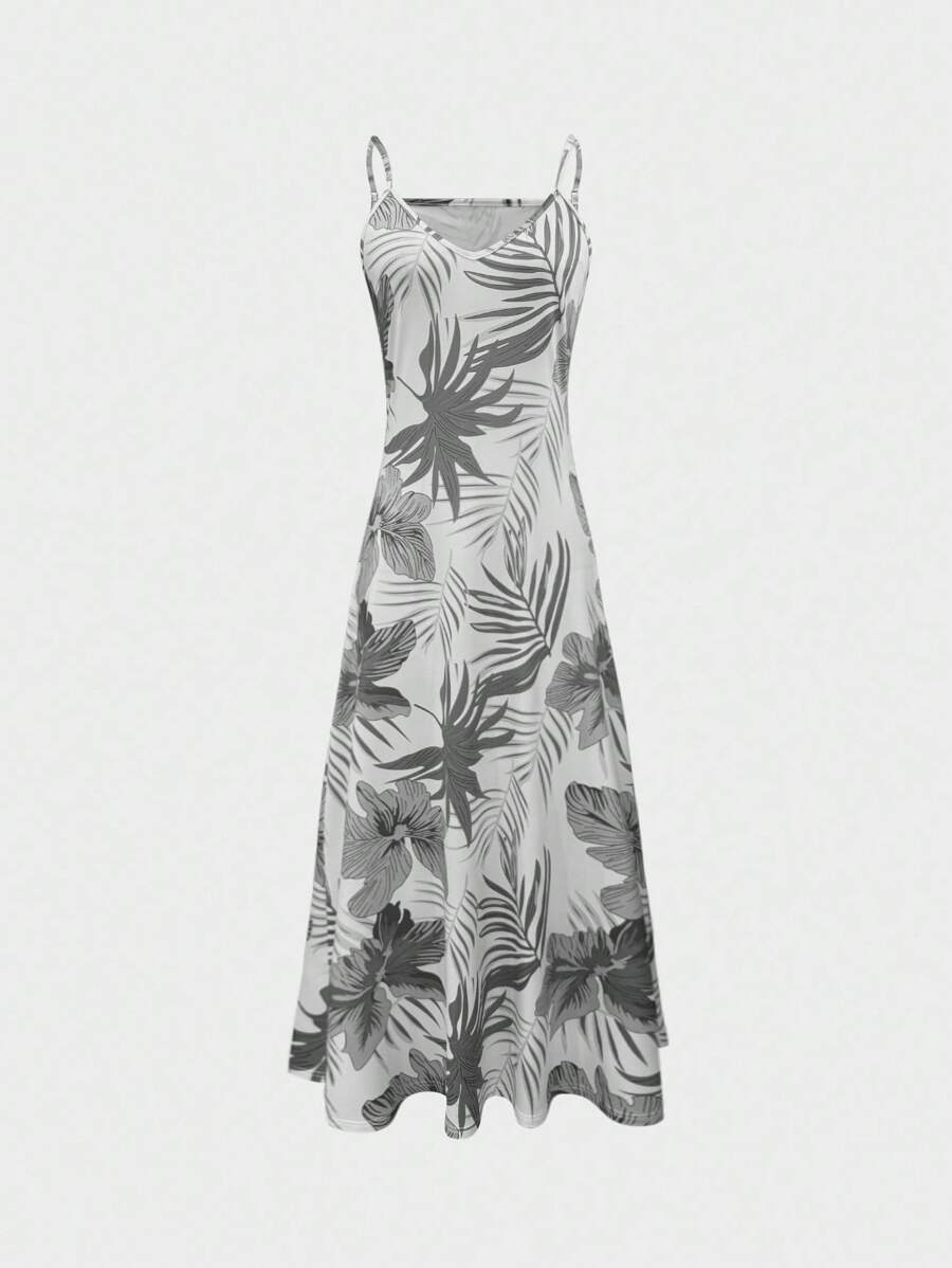 Palmeva Tropical Print Midi Dress – Summer Sundress Women Vacation Beach Resort Strappy Midi Dress