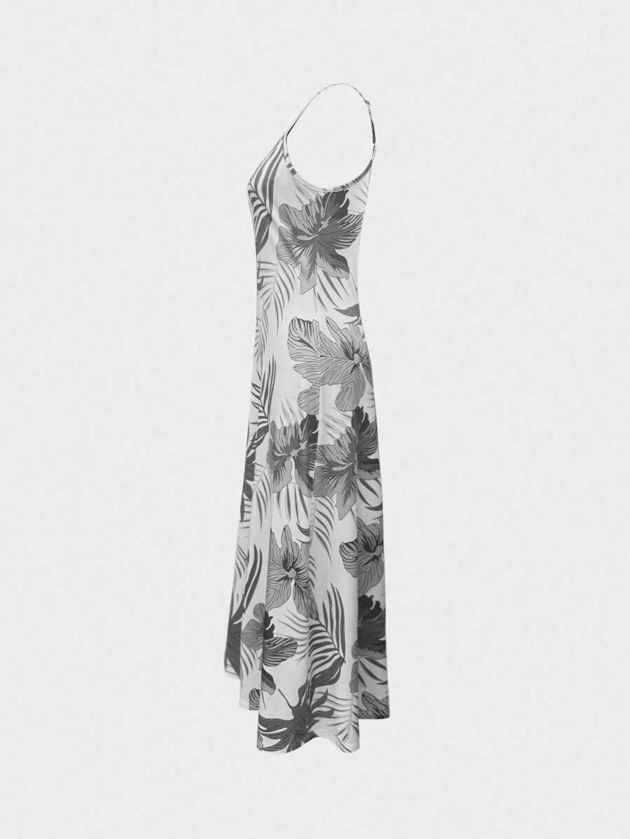 Palmeva Tropical Print Midi Dress – Summer Sundress Women Vacation Beach Resort Strappy Midi Dress