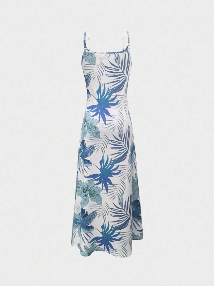 Palmeva Tropical Print Midi Dress – Summer Sundress Women Vacation Beach Resort Strappy Midi Dress
