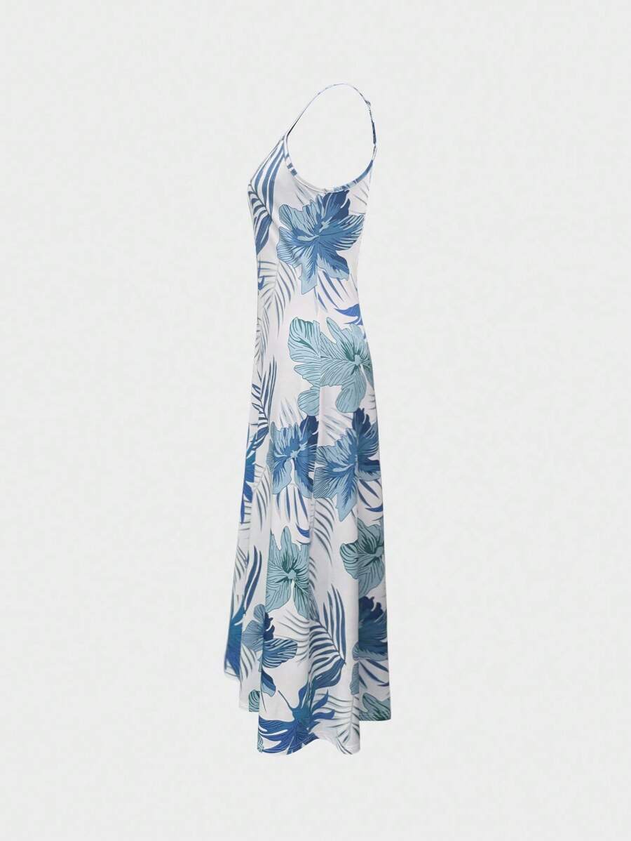 Palmeva Tropical Print Midi Dress – Summer Sundress Women Vacation Beach Resort Strappy Midi Dress