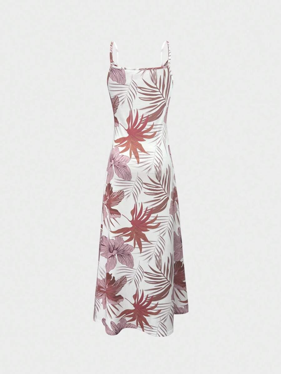Palmeva Tropical Print Midi Dress – Summer Sundress Women Vacation Beach Resort Strappy Midi Dress