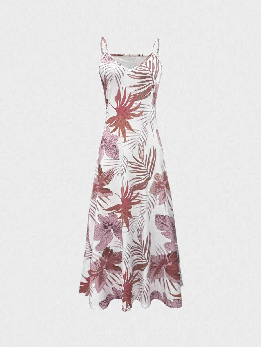 Palmeva Tropical Print Midi Dress – Summer Sundress Women Vacation Beach Resort Strappy Midi Dress