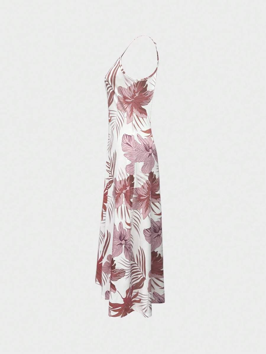 Palmeva Tropical Print Midi Dress – Summer Sundress Women Vacation Beach Resort Strappy Midi Dress