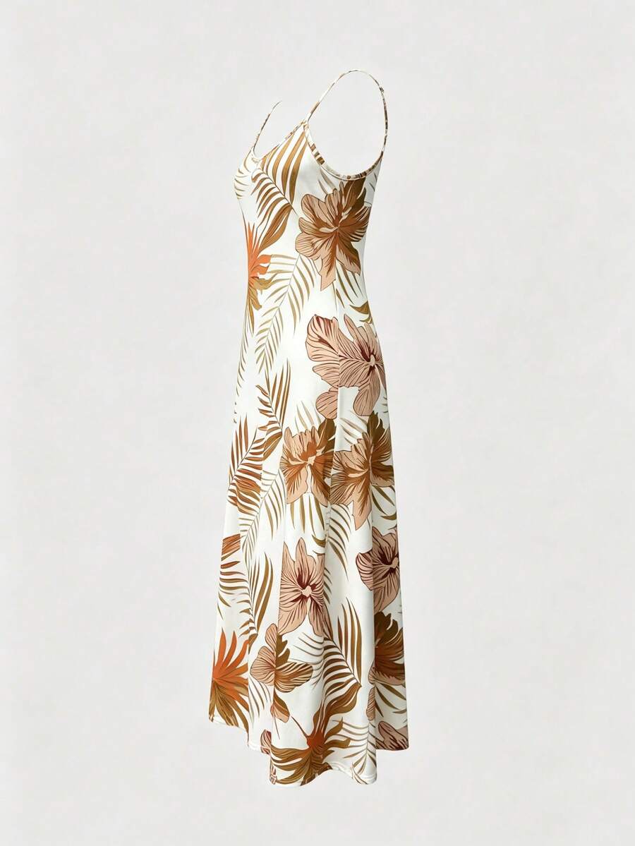 Palmeva Tropical Print Midi Dress – Summer Sundress Women Vacation Beach Resort Strappy Midi Dress