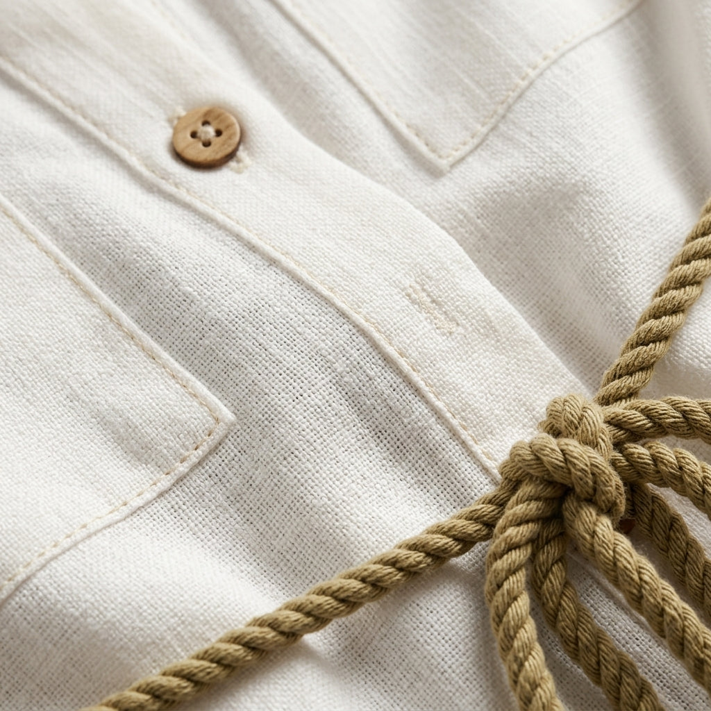 Chemise utilitaire Costrisse boutonnée sur le devant – Chemise blanche oversize en lin pour femme, style safari, décontractée, pour le travail
