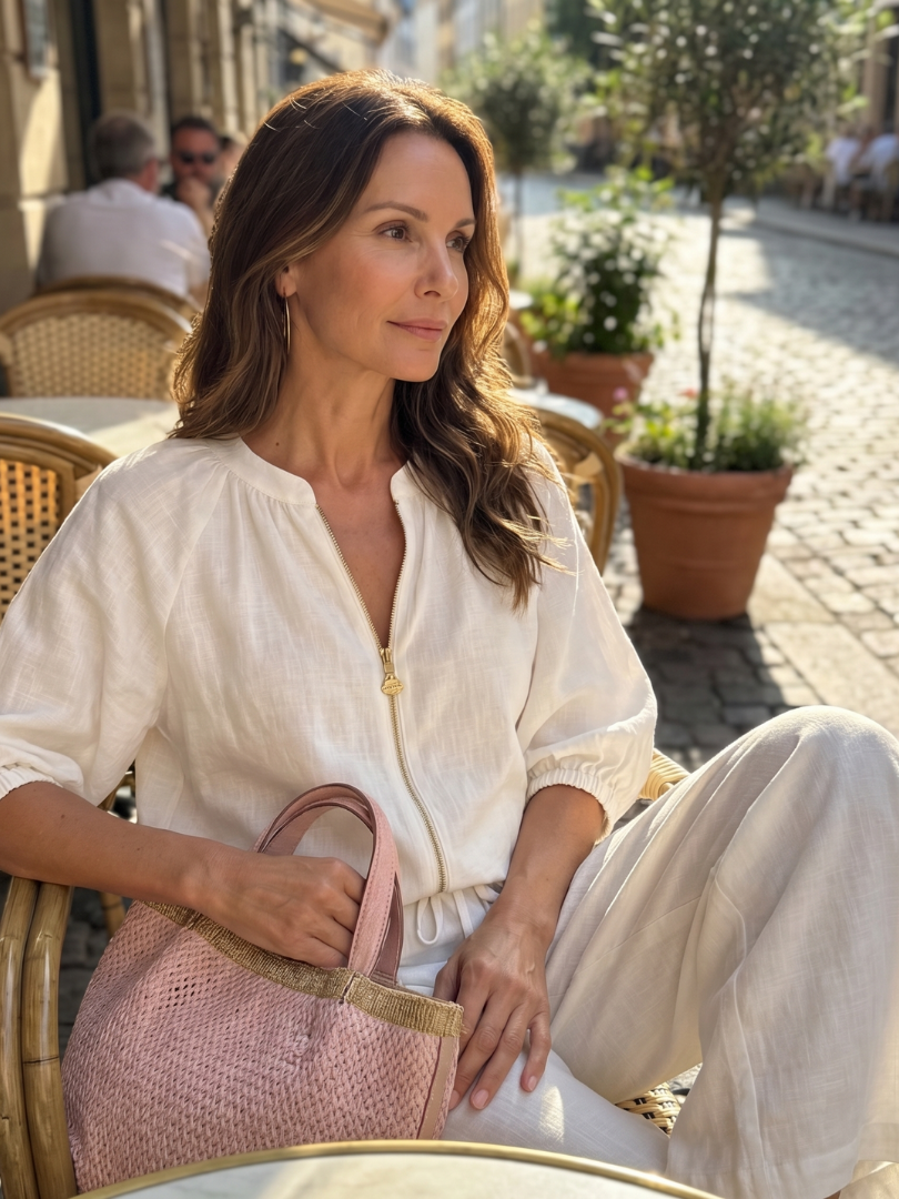 Cielebri Puff Sleeve Zip Top Wide Leg Pants Set – Two Piece Sets Women Loungewear Casual Summer Lounge Sets