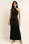 Nocturna Halter Gown – Crossover Neck Mermaid Maxi Dress Women Bodycon Semi Formal Evening Wear