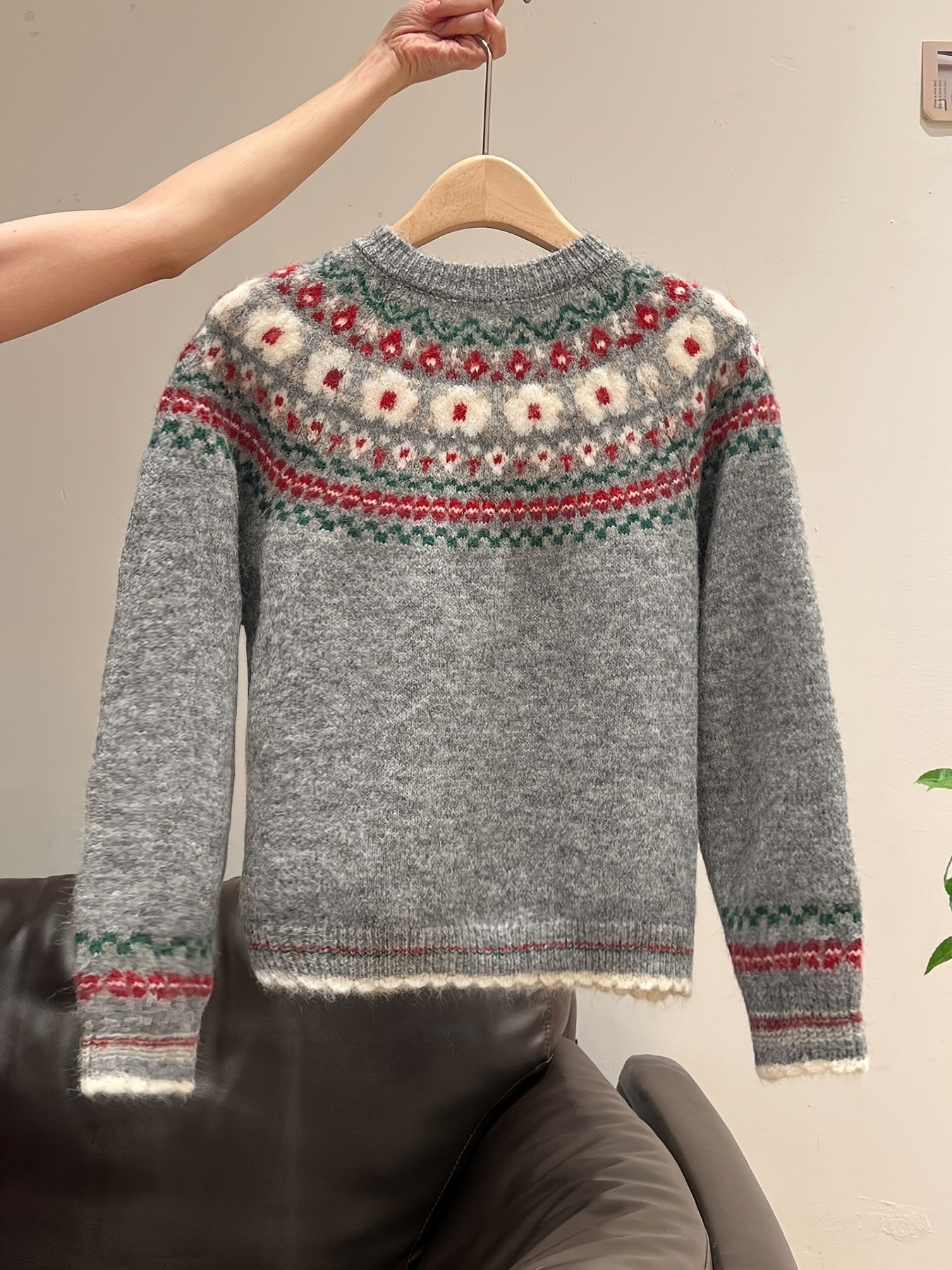 Blomstra Fair Isle Button Cardigan – Chunky Knit Women Fall Cozy Oversized Nordic Pattern Cardigan