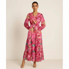 Lumara Tiered Maxi Dress – Abstract Print Long Sleeve Wrap Dress Women Boho Summer Wedding Guest