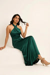 Nocturna Halter Gown – Crossover Neck Mermaid Maxi Dress Women Bodycon Semi Formal Evening Wear