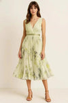 Rosella Pleated Maxi Dress – Floral V-Neck Sleeveless Women Wedding Guest Cocktail Elegant Formal