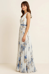 Rosella Pleated Maxi Dress – Floral V-Neck Sleeveless Women Wedding Guest Cocktail Elegant Formal