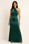 Nocturna Halter Gown – Crossover Neck Mermaid Maxi Dress Women Bodycon Semi Formal Evening Wear