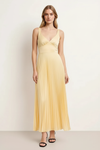 Solene Pleated Maxi Dress – Yellow V-Neck Sleeveless Women Summer Wedding Guest Semi Formal Elegant