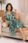 Foglia Tiered Dress – Botanical Print Midi Sleeveless Women Casual Vacation Sundress