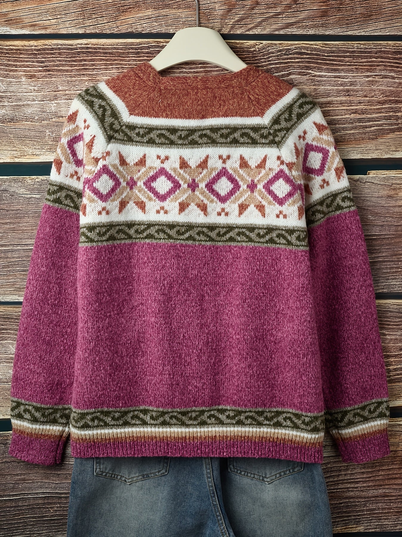 Blorvio Fair Isle Button Cardigan – Crochet Cardigan Sweater Women Fall Vintage Cropped Knit Cardigan