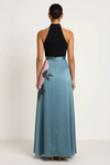 Floriva Halter Maxi Dress – Floral Color Block High Neck Evening Gown Women Semi Formal Cocktail Slit