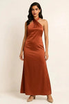 Nocturna Halter Gown – Crossover Neck Mermaid Maxi Dress Women Bodycon Semi Formal Evening Wear