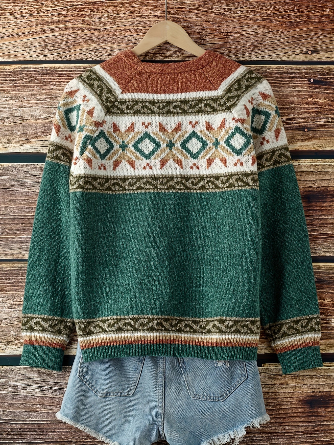 Blorvio Fair Isle Button Cardigan – Crochet Cardigan Sweater Women Fall Vintage Cropped Knit Cardigan
