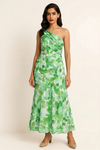 Floriva One-Shoulder Dress – Floral Midi Asymmetric Women Semi Formal Evening Wedding Guest Gown