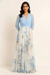 Lumene Maxi Dress – Floral Chiffon Deep V Neck Long Sleeve Flowing Gown Women Elegant Wedding Guest