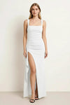 Riviera Bodycon Maxi Dress – Square Neck High Slit Formal Evening Gown Women Trendy Elegant Party