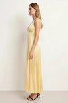 Solene Pleated Maxi Dress – Yellow V-Neck Sleeveless Women Summer Wedding Guest Semi Formal Elegant