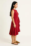 Caldera Midi Dress – Sleeveless Red Cocktail Party Women Semi Formal Elegant Occasion Flare Hem