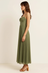 Plissara Corset Dress – Sage Green Pleated Midi Women Evening Party Semi Formal Cocktail Gown