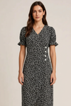 Floreva Wrap Dress – Floral V-Neck Midi Ruffle Sleeve Women Semi Formal Trendy Apparel