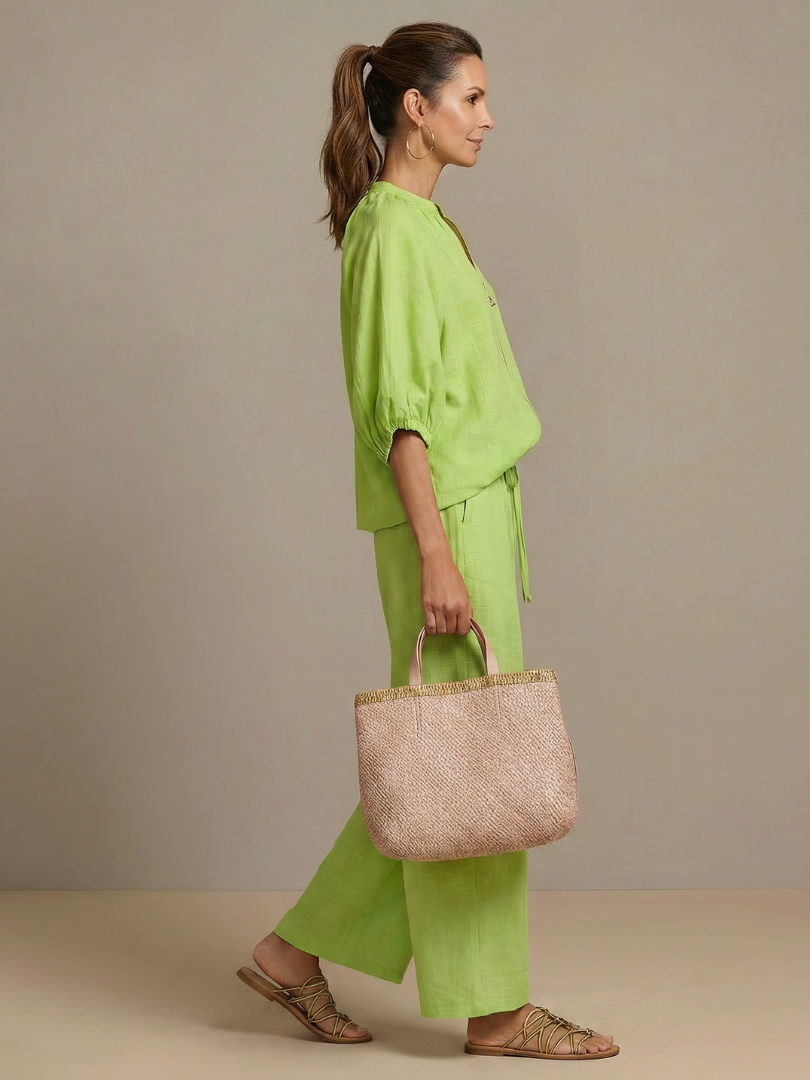 Cielebri Puff Sleeve Zip Top Wide Leg Pants Set – Two Piece Sets Women Loungewear Casual Summer Lounge Sets