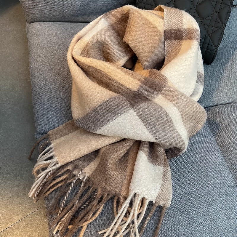 Grande écharpe couverture Quadris – Écharpe à carreaux pour femme, chaude pour l’hiver, à franges, tartan, châle enveloppant en pashmina