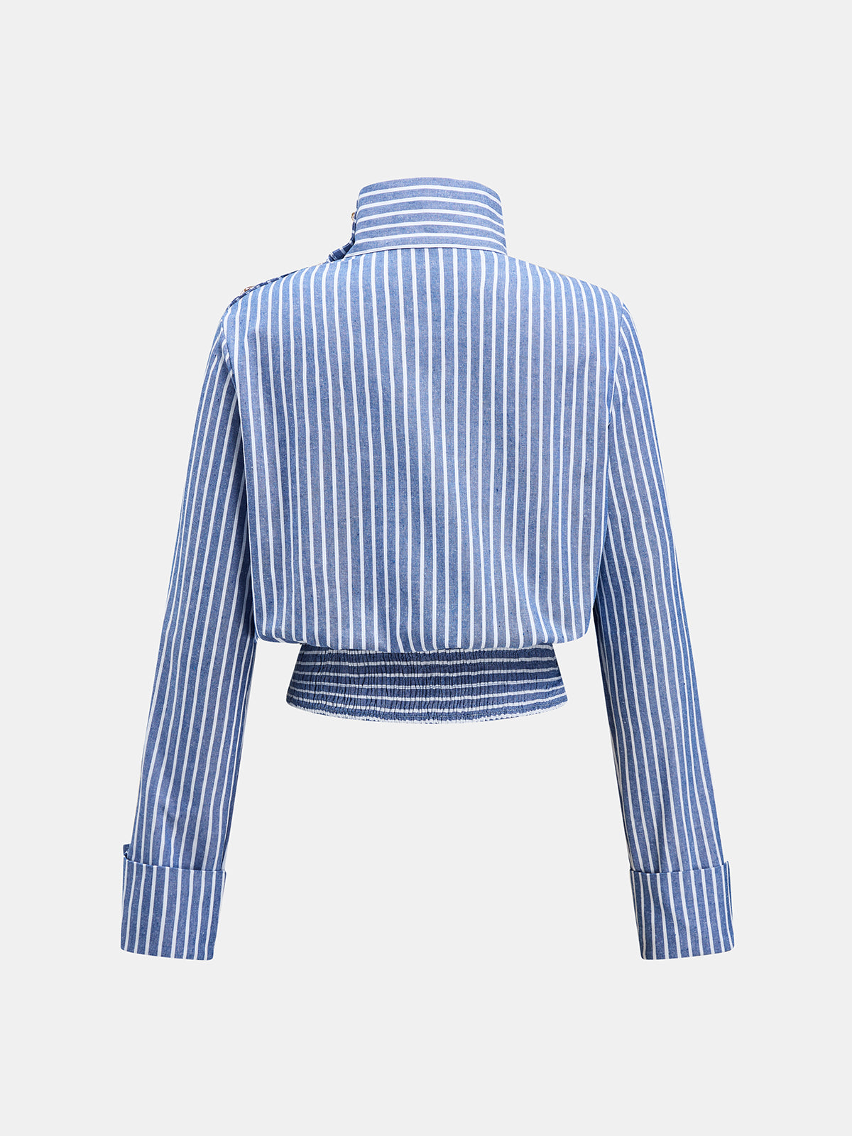 Rigatta Button Detail Turtleneck Top – Striped Women Office Smart Casual Workwear Long Sleeve Top