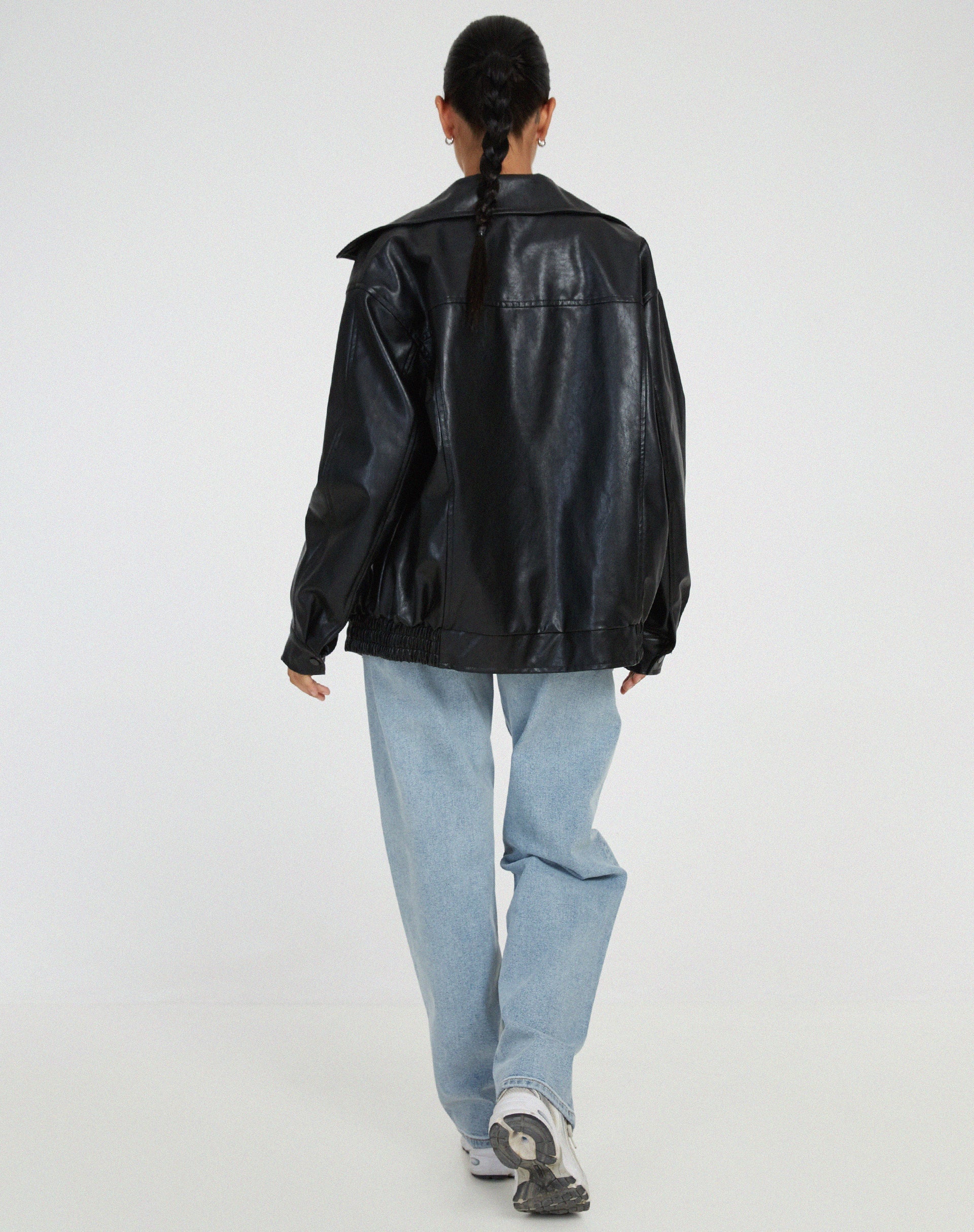 Kolmar Oversized Leather Bomber Jacket – Women Leather Jackets Fall Streetwear Casual Zip-Up Bomber Jacket