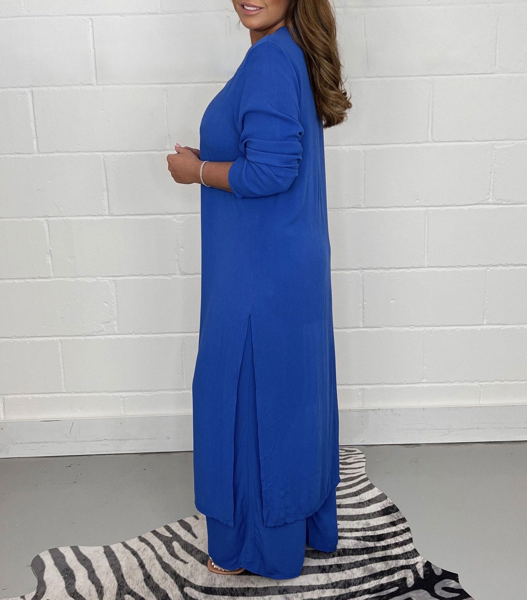 Navisse V-Neck Wide-Leg Lounge Set – Women Summer Resort Casual Deep V Neck Top Co-Ord Wide Leg Pants Set