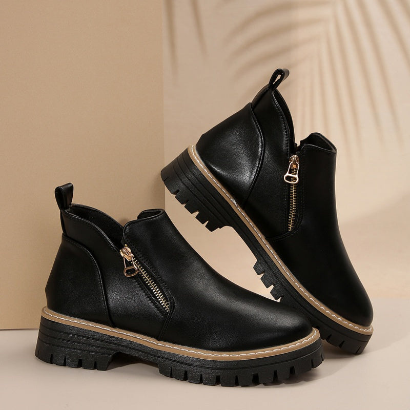 Zipcrest Chelsea Ankle Boots – Chunky Sole Platform Women Winter Leather Waterproof Chelsea Boots