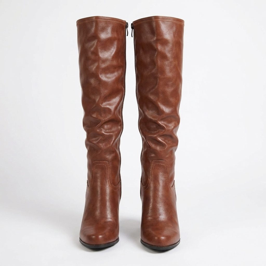 Corteza Knee High Block Heel Boots – Women Leather Winter Heeled Boots Side Zip Ladies Fashion Boots